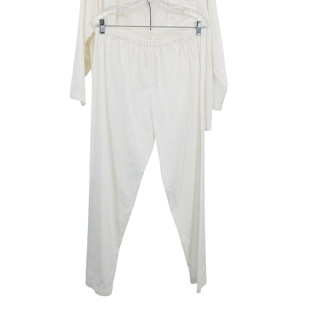VTG Christian Dior White Striped Pajama Set CD Embroidered Pocket Designer Large - Picture 5 of 14